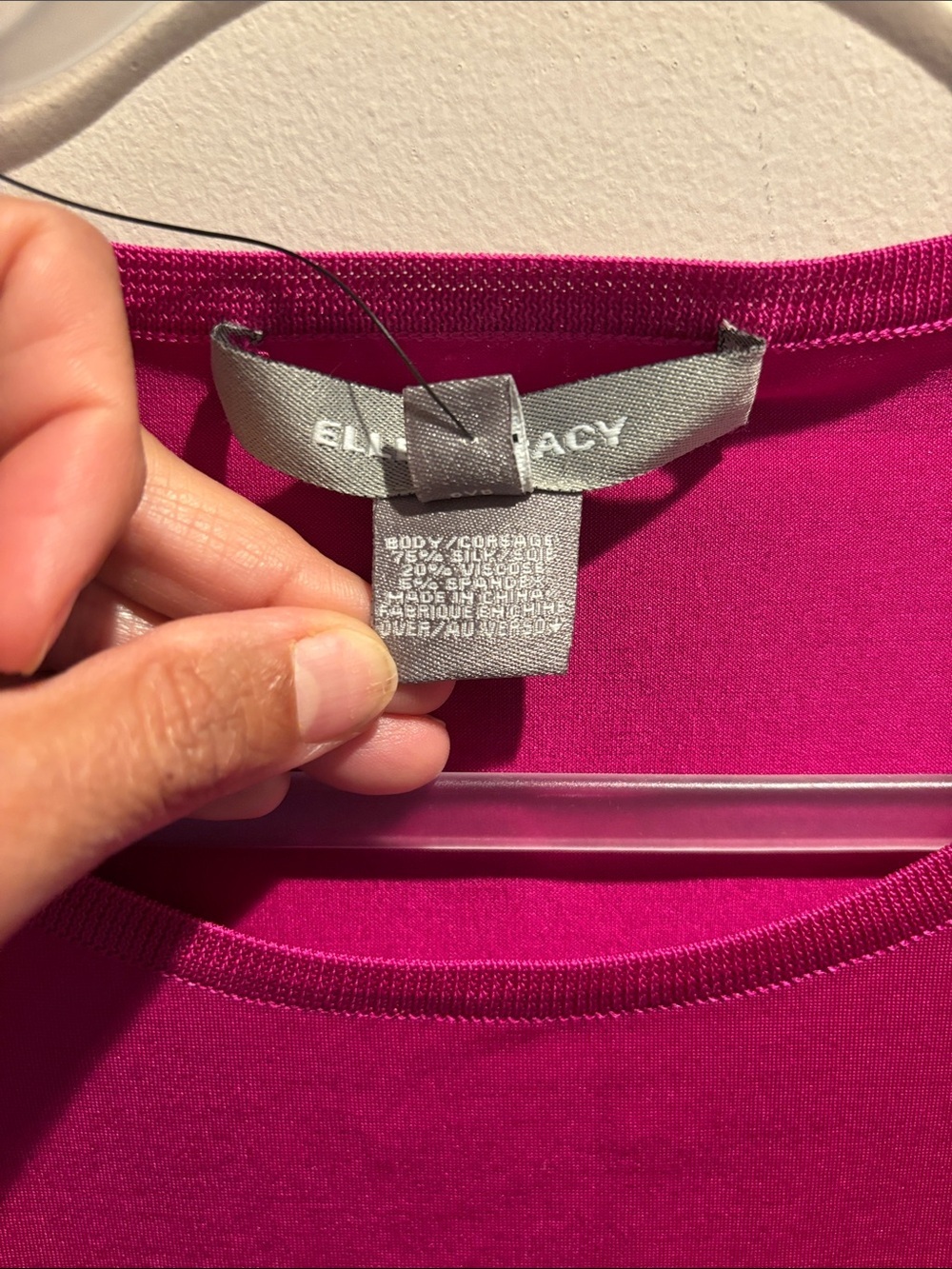 Ellen Tracy Short-Sleeve Crewneck Top in Fuchsia Pink size L - Picture 3 of 7